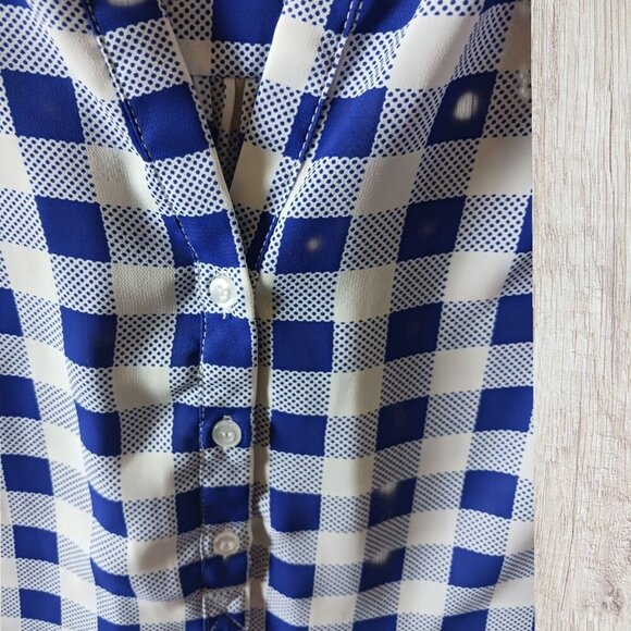 Pixley Sleeveless Checkered  Lightweight Casual Top Size Medium blue/wht - Picture 7 of 8